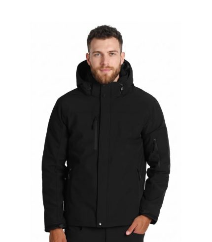 crna softshell jakna sa skidajucom kapuljacom